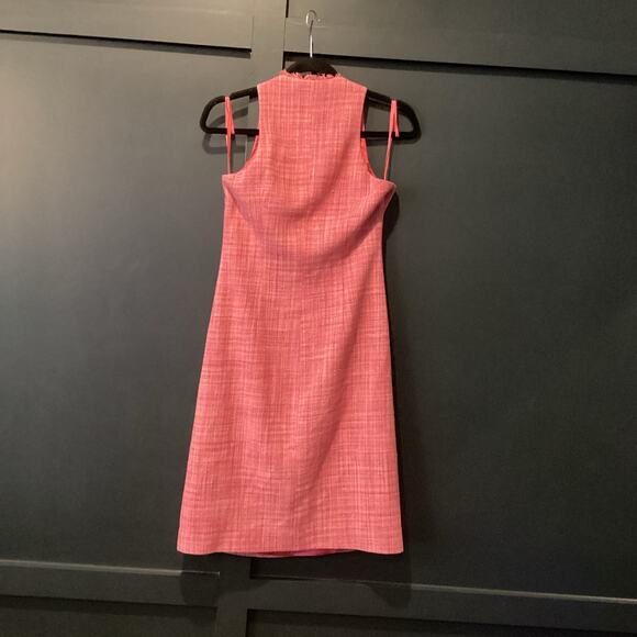 BCBGMaxAzria BCBG sleeveless pink silk tweed flower v neck classic dress 8 - Picture 2 of 7